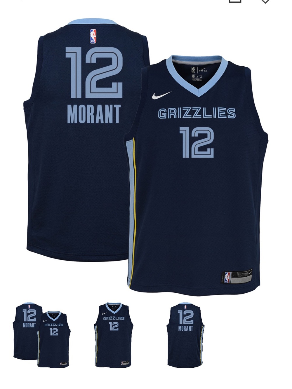Nike Youth Memphis Grizzlies Ja Morant #12 Navy Swingman Icon Jersey